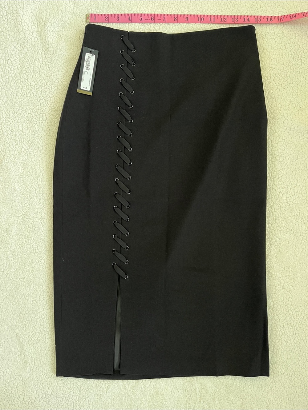 Worthington Black Lace-Up Pencil Skirt with Front Slit
